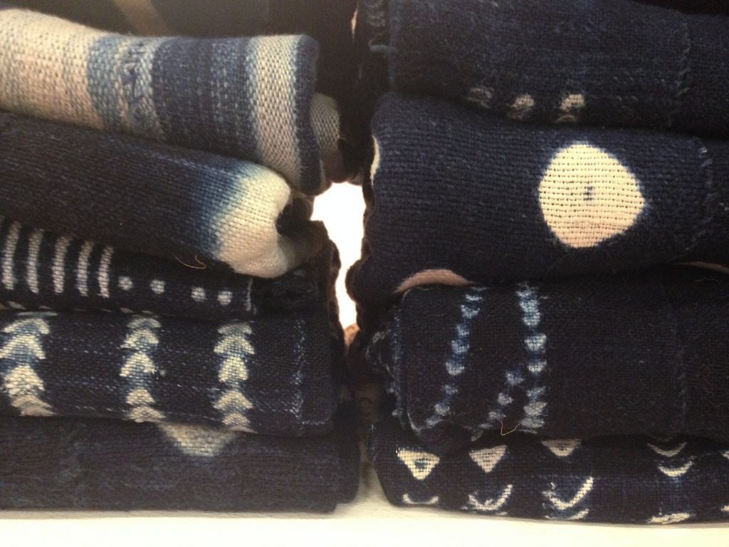 Textiles déco bleus indigo