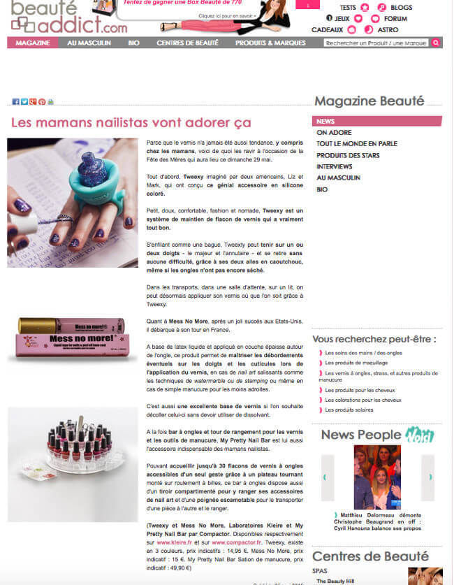 Compactor dans un article du site beauté addict