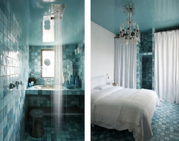 Salle de bain mosaïque de bleus